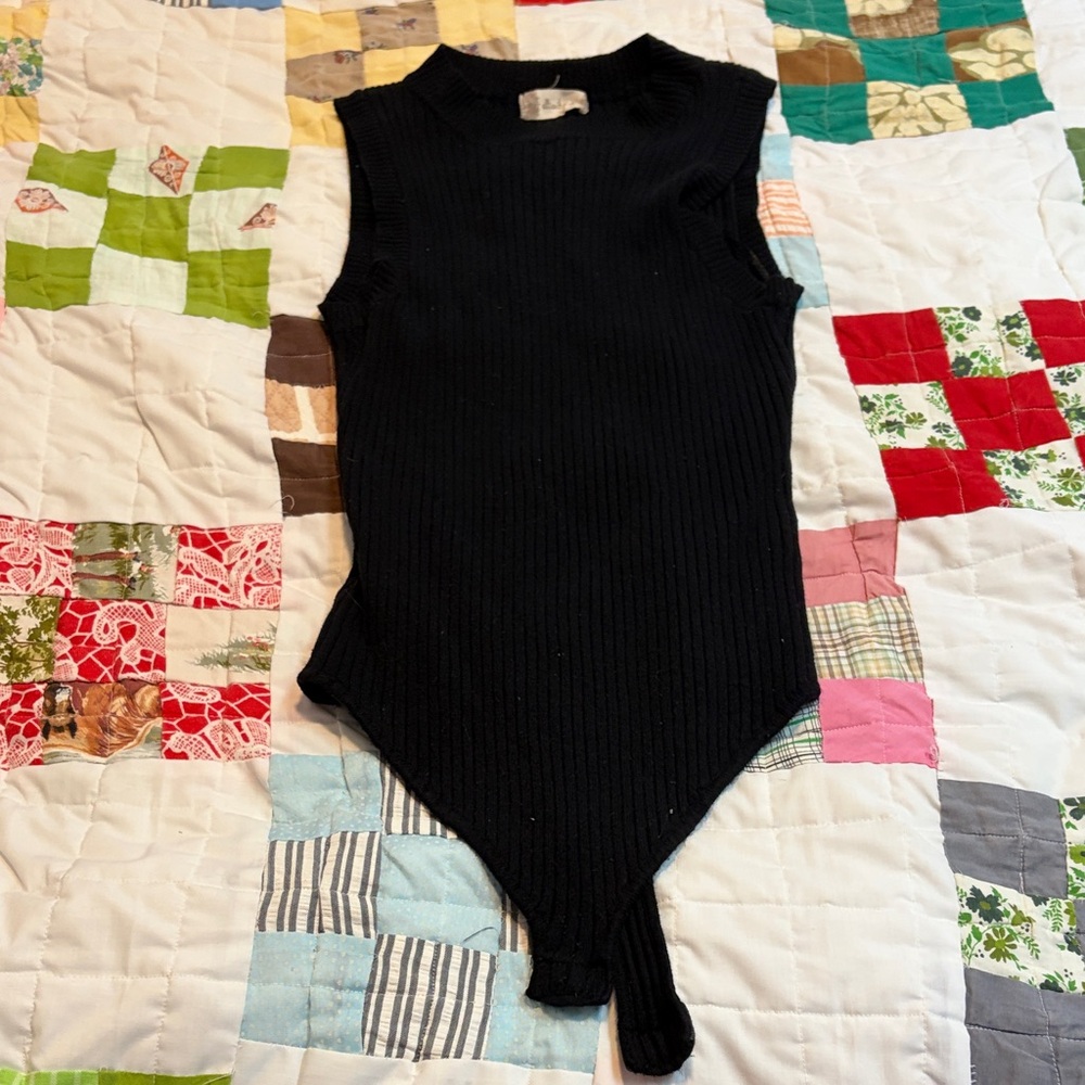 Altar'd State Black Ribbed Bodysuit